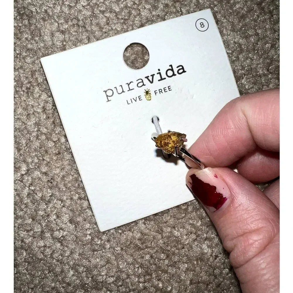 New Pura Vida Crystal Aura Citrine ring size 8